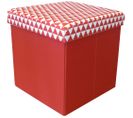 Pouf Coffre Carré Pliable Scandinave Rouge