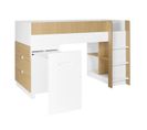 Lit Mi-hauteur Avec Bureau Et Commode Opus - Blanc Et Bois