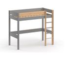 Lit Mezzanine 90x190 En Pin Massif Gris Et Bois Hoya