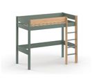 Lit Mezzanine 90x190 En Pin Massif Kaki Et Bois Hoya