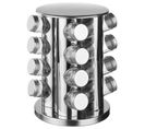 16 Pots à Épices Avec Support Rotatif - Inox