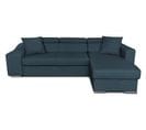 Canapé D’angle Elona Convertible En Tissu Bleu Pétrole Avec Poufs De Rangement À Gauche