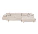 Canapé D'angle Droit Convertible Rio Scandinave Avec Coffre En Tissu - Beige, Pieds Bois