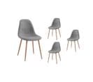 Lot De 4 Chaises Scandinave Key En Tissu - Gris - Pieds Bois