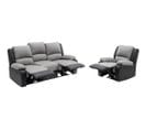 Relaxxo Pack Canapé Relax Électrique Leo 3 Pl + Fauteuil Releveur En Microfibre/simili - Gris/noir