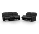 Relaxxo - Ensemble Canapés Relax Manuels Leo 3 + 2 Places En Microfibre - Noir