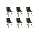 Lot De 6 Chaises Louisa En Velours Pieds Métal - Vert Foncé