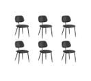 Lot De 6 Chaises Vintage Payton En Tissu Et Pieds Métal - Noir