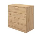 Commode 4 Tiroirs Bois Naturel