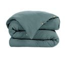 Housse De Couette Double Gaze De Coton Bleu Canard 240x220 Cm