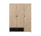 Armoire 3 Portes 1 Tiroir Bois Naturel