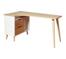 Bureau D'angle En Bois Style Scandinave Tiroir + Niche Bois Clair