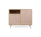 Commode 1 Niche 2 Portes En Bois Clair Imprimé Cannage