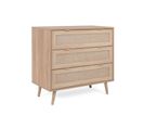 Commode 3 Tiroirs En Bois Clair Imprimé Cannage