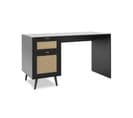 Bureau 1 Porte 1 Tiroir Effet Tresses Naturelles Noir