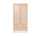 Armoire 2 Portes 2 Tiroirs Bois Clair Impression Cannage