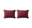 Lot De 2 Taies D'oreillers Brodées Double Gaze Coton Bordeaux 50x70