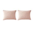 Lot De 2 Taies D'oreillers Pois Brodés Double Gaze Coton Rose 50x70