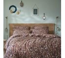 Parure De Lit Gaze De Coton Imprimé Floral Marron Camel 240x260 Cm