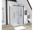 Paroi De Retour Pour Paroi Porte De Douche Type Industriel Noir Mat - 80x200cm - Verre Trempe 8mm