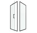 Porte De Douche Pivotante Et Retour 80x80x200 - Profilés Noir Mat - Crush Pivotante