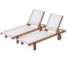 Bain De Soleil En Bois Exotique "saïgon" - Maple - Ecru - Lot De 2