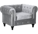 Fauteuil Chesterfield Velours "aliza" - 111 X 82 X 70 Cm - Gris