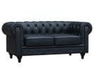 Canapé Fixe Chesterfield "aliza" - 157 X 82 X 70 Cm - 2 Places - Noir