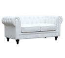 Canapé Fixe Chesterfield "aliza" - 157 X 82 X 70 Cm - 2 Places - Blanc