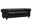 Canapé Fixe Chesterfield "aliza" - 204 X 80 X 58 Cm - 3 Places - Marron