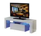 Meuble TV LED "borda" - 130 X 34 X 45 Cm - Blanc Laqué