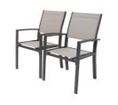 Fauteuil Jardin Alu/textilène "tropic" - Phoenix - Taupe - Lot De 2