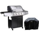 Barbecue Gaz "bingo 5" - 5 Brûleurs Dont 1 Latéral - 15.2kw + Housse Protection - Noir