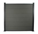 Kit Clôture 4.8x1.6m Composite Et Aluminium + Profilés De Finitions - Gris Foncé