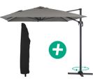 Parasol Jardin Déporté Alu "sun 4" - Rectangle - 3 X 4 M + Housse De Protection - Gris