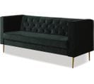 Canapé Fixe En Velours "bruce" - 196 X 76 X 82 Cm - 3 Places - Vert Foncé