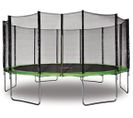 Trampoline " Yoopi " - Ø 4.90 M - Vert - Avec Filet + Échelle + Couverture + Kit D'ancrage