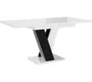 Table Repas Extensible "masiv" - 120/160 X 80 X 75 Cm - Blanc Brillant/noir Brillant