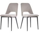 Lot De 2 Chaises En Velours "fedora" - Gris Clair