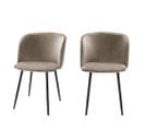 Vitikko - Lot De 2 Fauteuils De Table Velours Et Pieds Noirs - Couleur - Taupe