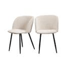 Vitikko - Lot De 2 Fauteuils De Table En Tissu Bouclette Et Pieds Noirs - Couleur - Ecru