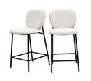 Lot De 2 Tabourets De Bar En Tissu Bouclette Et Métal H65cm