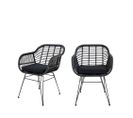 Trieste - Lot De 2 Fauteuils Indoor/outdoor Aspect Rotin Et Métal Avec Coussin - Couleur - Noir