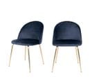 Geneve - Lot De 2 Chaises En Velours Et Pieds Dorés - Couleur - Bleu Marine