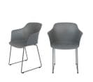 Tango - Lot De 2 Fauteuils De Table En Plastique Et Métal - Couleur - Gris