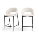 Lot De 2 Chaises De Bar En Tissu Bouclette Et Métal H65cm