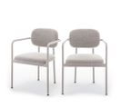 Stuart - Lot De 2 Fauteuils De Table En Tissu Bouclette Pieds Beiges - Couleur - Beige