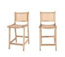 Basuki - Lot De 2 Tabourets De Bar En Teck Et Cannage H65cm - Couleur - Bois Clair