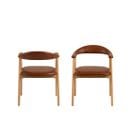 Anabate - Lot De 2 Fauteuils De Table En Simili Et Bois - Couleur - Marron