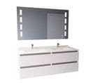 Meuble Double Vasque 140 Cm Arlequin Avec Miroir Prestige Blanc/Gris